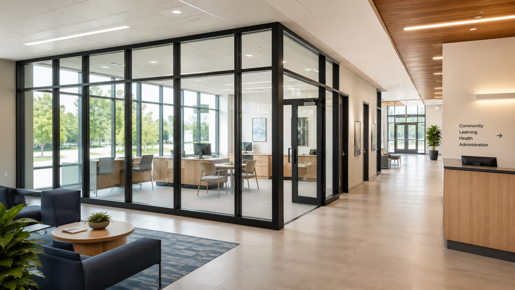 Glas Trennelement öffentliches Gebäude